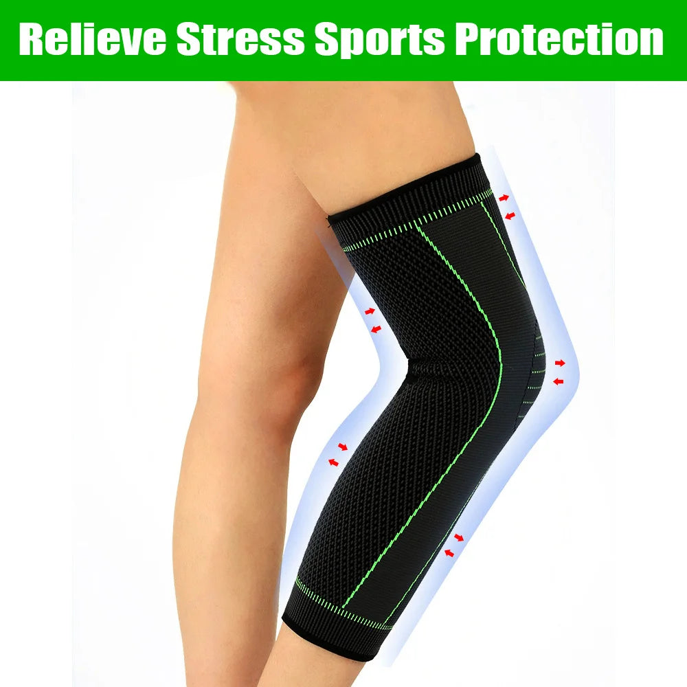 1Pair Sport Full Leg Compression Sleeves Knee Braces Support Protector for Weightlifting Arthritis Joint Pain Relief Muscle Tear