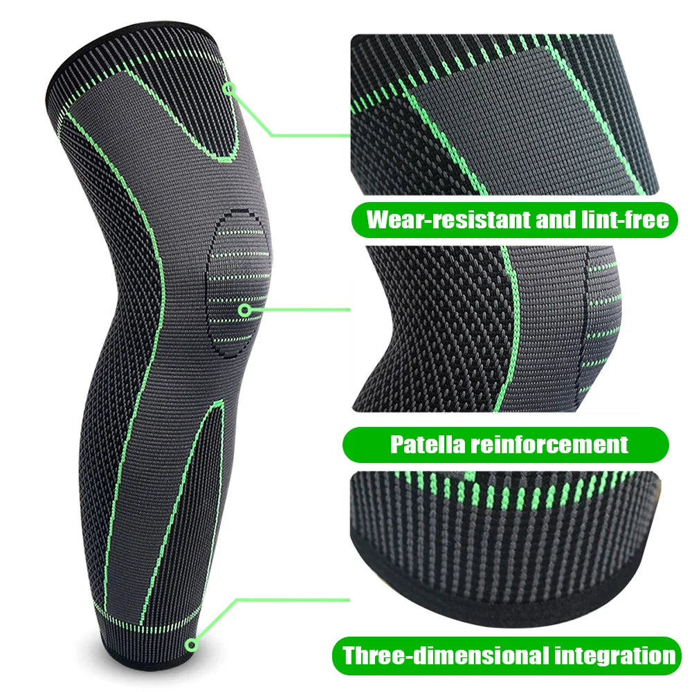 1Pair Sport Full Leg Compression Sleeves Knee Braces Support Protector for Weightlifting Arthritis Joint Pain Relief Muscle Tear