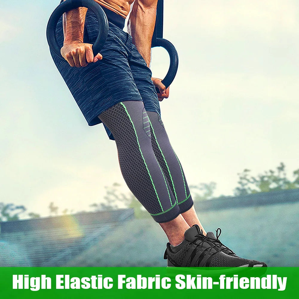 1Pair Sport Full Leg Compression Sleeves Knee Braces Support Protector for Weightlifting Arthritis Joint Pain Relief Muscle Tear