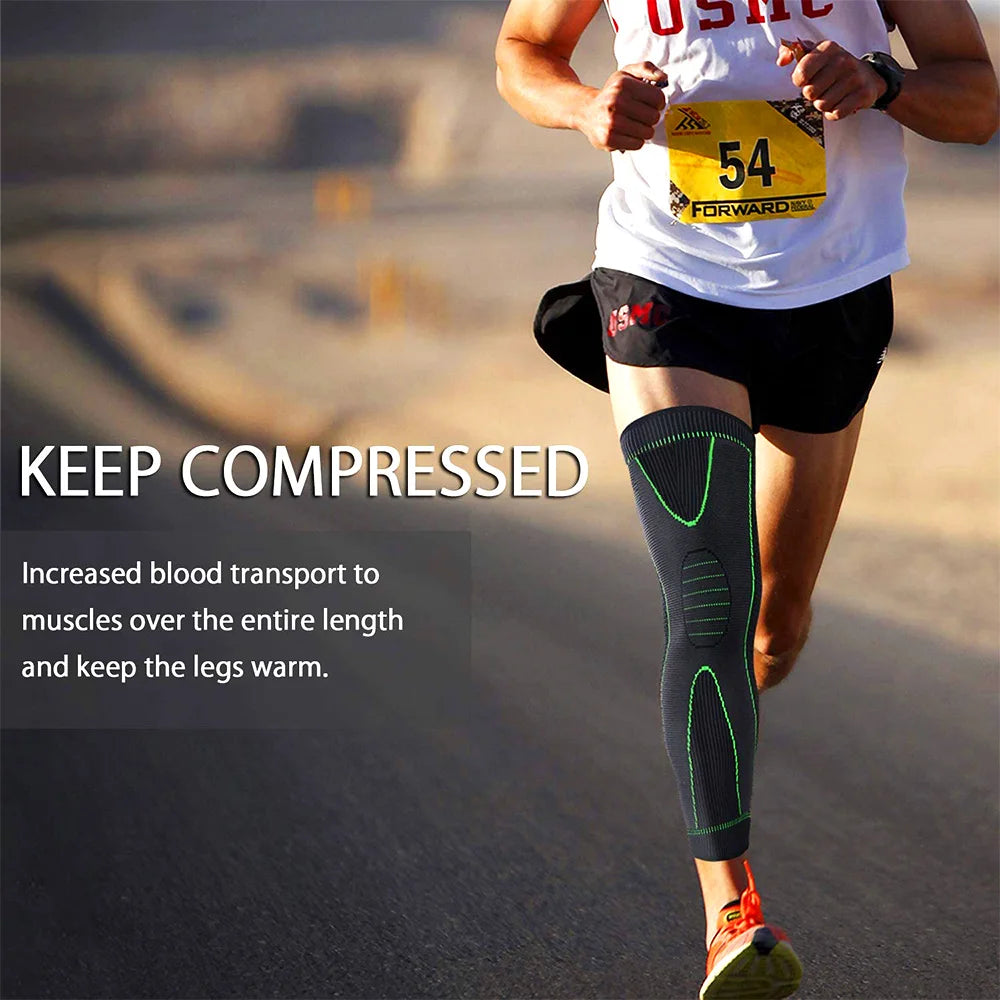 1Pair Sport Full Leg Compression Sleeves Knee Braces Support Protector for Weightlifting Arthritis Joint Pain Relief Muscle Tear